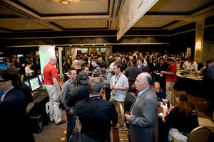 Senior developers, engineers, scientists and startup companies network in the exhibit hall at GTC 2009.