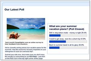 Screenshot of Cheapflights Summer Travel Poll 