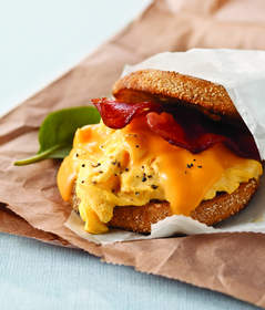 Based on USDA data, Oscar Mayer Turkey Bacon has 50 percent less fat than pork bacon, so you can enjoy a wholesome breakfast any day of the week.  For more delicious recipes, visit www.kraftrecipes.com