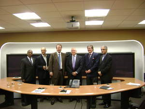 In the picture from left to right:
Roy Gitahi (Cisco's Wananchi's Account Manager), Tony Shakib (Cisco's Emerging Markets VP), Paul Mountford (Cisco's President for Emerging Markets), Mark Schneider (Wananchi's Chairman), Richard Bell (CEO East African Partners), Shahab Meshki (Cisco's Regional Manager for East Africa).