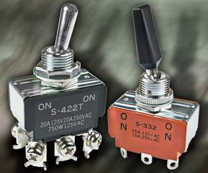 NKK Switches' new S300 and S400 toggle switches for 15A to 25A applications are designed for easy panel mounting and also feature many circuit configurations.