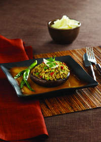 Stuffed Portabella Mushrooms with Quinoa and Pine Nuts 