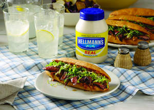 Grilled Steak Sandwiches with Steak Sauce, Mayonnaise and Romaine