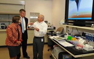 James Hussey, CEO of NanoInk, Inc. discusses NanoInk's Dip Pen Nanolithography with Congressional Representative Jan Schakowsky and Frank Wuest, President of the Forest City Science + Technology Group, in NanoInk's NanoProfessor Nanoscience Education Learning Lab.
 
