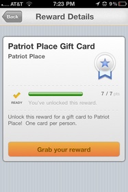 SCVNGR -- Patriot Place gift card