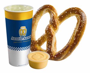 Auntie Anne¿s offers a variety of fresh, hand-rolled soft pretzel flavors, dipping sauces and signature lemonade products.