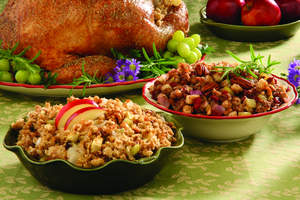Easy Sausage & Cranberry Stuffing and Apple & Walnut Stuffing