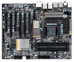 The new Gigabyte P67/Sandy Bridge motherboard features support for NVIDIA SLI technology.
