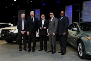 Paul MacKay, Chairman of Imagination (www.imagination.com), The Americas, receives the 2010 Ford Motor Company Gold World Excellence Award at a ceremony in Dearborn, MI on Wednesday March 16, 2011. 

(l to r) John Fleming (Ford EVP, Global Manufacturing and Labor Affairs), Derek Kuzak (Group VP, Ford Global Product Development), Mr. MacKay, Mark Fields (Ford EVP and President, The Americas), and Tony Brown (Group VP Ford Global Purchasing)

