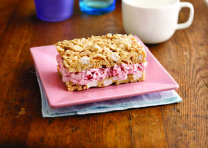 Strawberry-Marshmallow Crisp Ice Cream Sandwiches