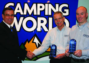 Roger Nuttall, President of Camping World RV Sales, accepting 2010 Statistical Survey #1 Towable and #1 Motorized Unit Sales. 