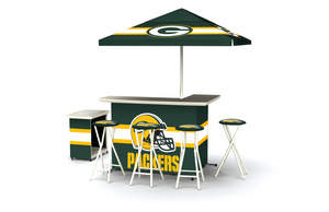Best of Times Bar and side table with Green Back Packers NFL wrap. 