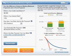 Bills.com Minimum Credit Card Payments Calculator