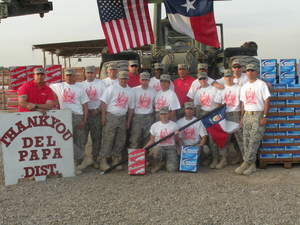 Soldiers stationed in Iraq thank Del Papa Distributing Company for the 'Operation GI Joe/GI Jane' holiday care packages. 
