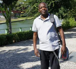 French Total Artificial Heart patient Antonio Amoussou was discharged from La Pitie Hospital using the Freedom(R) portable driver on July 5, 2010. He received a matching donor heart on Jan. 2, 2011.