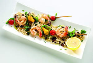 Skewered Shrimp with Black Bean-Lemon Rice