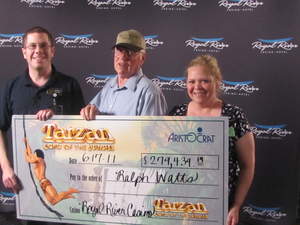 Ralph Watts of South Dakota won $279,439.19 playing Aristocrat Technologies' new Tarzan(R) Lord of the Jungle(TM) video slot. It was the first time the jackpot won on the new game, which launched earlier this spring.