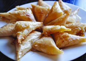 Mini Babybel White Cheddar and Orange-Fig Filo Triangles