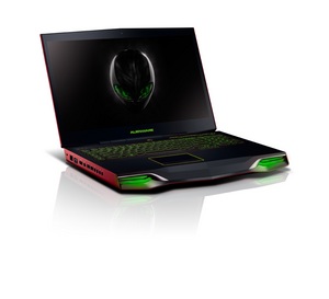 The Alienware M18x breaks performance records with two GeForce GTX 580M GPUs running in SLI mode.
