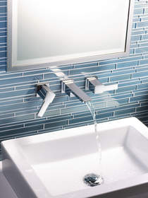 Moen's new wallmount faucets are a perfect option for pairing with popular vessel sinks and add a unique, upscale look to any bathroom