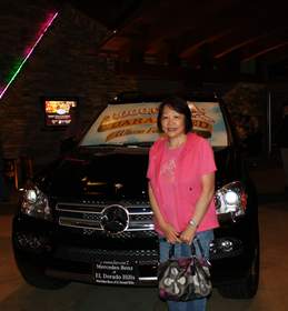 Teresa from Daly City, Calif. at Red Hawk Casino, Friday, July 1, 2011.  Teresa won the Grand Prize Finale in Red Hawk Casino's Where Fortune Flies promotion, a 2011 Mercedes GL450 SUV.