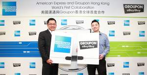 Mr.  Y C Koh, Chief Executive Officer, Greater China & Southeast Asia, American Express (Left) and Mr. Danny Yeung, Chief Executive Officer, Groupon Hong Kong (Right) unveiled the collaboration program between two companies to bring amazing benefits and rewards to consumers in Hong Kong