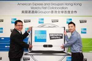 The world's first-ever collaboration between American Express and Groupon Hong Kong brings together two of the most valued brands in their industries, offering amazing benefits and rewards to consumers in Hong Kong. Mr.  Y C Koh, Chief Executive Officer, Greater China & Southeast Asia, American Express (Left) and Mr. Danny Yeung, Chief Executive Officer, Groupon Hong Kong (Right) shared the collaboration program at a press conference yesterday.