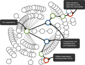 graphic of component dependencies -- license and security 