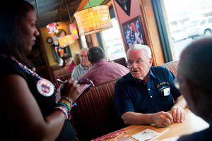 A veteran orders a free Thank You meal on Veterans Day at Applebee's.
