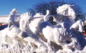 Created by the snow sculpting team from China for Zehnder's Snowfest.