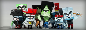 Meet The Paper Zombies: Ramonez, Rednose, Striker, Barman, BigThooth, Baby Buffoon, Funky, Machete, Michael, The Child, The Undertaker, Zombiewise, and more.