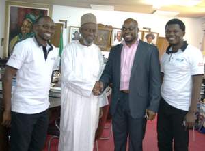 From left to right is Atere Ahmed Chief Operating Officer Meed Networks, Abdullahi Mustapha B.sc (Hons) Pharm (ABU), PhD (London), FPSN Vice Chancellor Ahmadu Bello University Zaria, Jideofor Onwuemelu Cisco Territory Business Manager, Adeyanju Sherif Chief Executive Officer Meed Networks. 