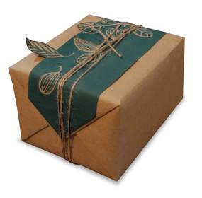 For resourceful wrapping, use paper shopping bags in lieu of gift wrap paper to create the 'gift' bag wrap.