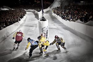 Athletes compete at Red Bull's Crashed Ice event in 2011.