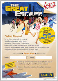 Cheapflights' The Great Escape Giveaway contest on Facebook 
