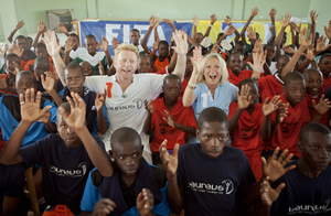 haiti-Laureus Project with Boris Becker and German TV presenter Sabine Christiansen