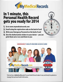 MyMedicalRecords Prepaid Personal Health Record Card for Retail.