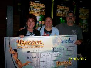 Aristocrat's Tarzan(R) Lord of the Jungle(TM) video slot game has hit for the 11th time as a lucky player at Sandia Resort and Casino in Albuquerque, N.M., won $372,121.64 on the top progressive jackpot. 