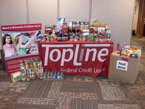 TopLine Federal Credit Union donated over 550 pounds of food to 2 local food shelves.