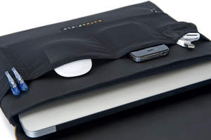 The CitySlicker for MacBook Air - stretch pockets hold accessories.