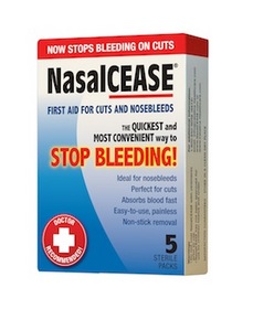NasalCEASE stops nose bleeds and cuts.