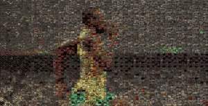 An image from the IOC's latest 'Best of Us' ad, which used user-generated content to create a moving mosaic of Olympian Usain Bolt