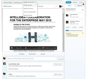 All new Huddle brings together content and conversation on one streamlined page to enable more efficient working. This 360-degree view of files offers users a fully rendered file preview; the ability to select text, zoom and print with a click; full text search without downloading; a central view of all metadata including views and downloads; enhanced commenting with easy @mentions; a robust approval workflow; instant access to the full audit trail and all versions of files.