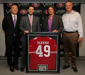 Gideon Yu, 49ers President, Jed York, 49ers CEO, Don Basile, Violin Memory CEO, Dixon Doll., Jr., Violin Memory COO