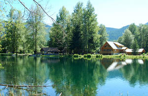 The U-Fish Resort features a seven-bedroom cabin, along with six one-bedroom cabins and dozens of camp and RV sites. In the heart of the Washington Cascades, it too will be offered at auction on September 22