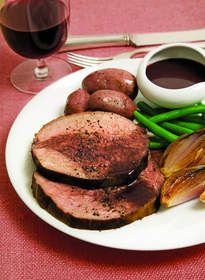 Cocoa Crusted Roast Beef with Chocolate Red Wine Au Jus