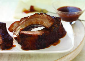 Cocoa Rubbed Ribs with Passion Fruit BBQ Sauce