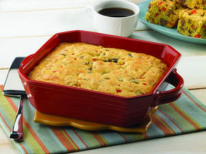 Cornbread with Spicy Sausage and Red Peppers