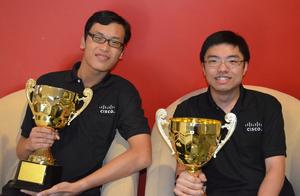 Third place team at the APAC NetRiders 2012 competition: Ming Hong Kwek and Renhe Joshua Sim from Singapore's Nanyang Polytechnic