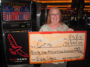 Christine wins big on a Triple Stars slot at Red Hawk Casino and takes home $39,999 jackpot.
